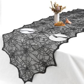 Halloween Decorations Table Runner - Black Lace Spider Web Table Runners for Halloween Table Decor (size: 18*72Inch)