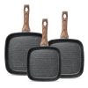 Nonstick Frying Pan Skillet Set, 3 Piece Square Grill Pans with Stay Cool Handle & PFOA Free, Compatible with All Stovetops(9.5" 10" 11")