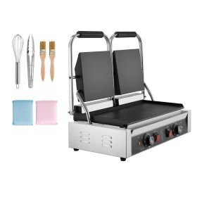 Commercial Panini Grill, 3600W Electric Sandwich Panini Maker, Stainless Steel Double Sandwichs Press with Handle and Temp Control (Pan Size: 19x9 inch, Power: 3600W)