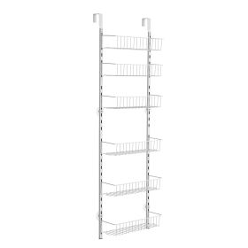 Over the Door Pantry Organizer, 6-Tier Pantry Organization and Storage, Heavy-Duty Steel Hanging Spice Rack, Adjustable Wall Seasoning Shelves (Number of Layers: 6, Color: White)