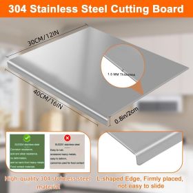 XXL 304 Stainless Steel Cutting Board  Anti-Slip & Mildew-Proof! No More Moldy Wooden Boards | Heavy-Duty & Food-Safe, Easy to Clean – Chop Meat (size: 30cm*40cm)