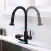 3-in-1 Kitchen Faucet with Press-Type Glass Rinser, High-Arc Pull-Down Sprayer Faucet, 3 Function Spray Mode for Modern Kitchen Sink