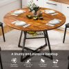 Round table, suitable for 4 to 6 people, a space-saving kitchen table with double-layer storage function, metal base frame