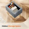 Vanity Stool Chair with Storage, Ottoman Faux Fur Soft Padded Makeup Footstools Seat with 4 Metal Legs Anti-Slip Adjustable Feet Modern
