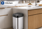Stainless Steel Automatic Motion Sensor Trash Can, Touch-Free Rectangular Garbage Bin with Odor Sealing Ring