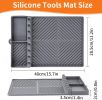 Silicone Tools Mat for Griddle Kitchen Cooking Baking Countertop-Side Shelf Spatula Mat with Drip Pad for Blackstone Weber Traeger Pit Boss Flat Top G